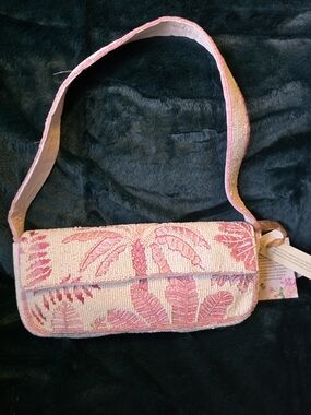 TJ MAXX Beaded Pink Tropical Shoulder Bag